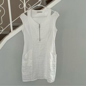 Maloka Elegant White Sleeveless Linen Dress, Size 2